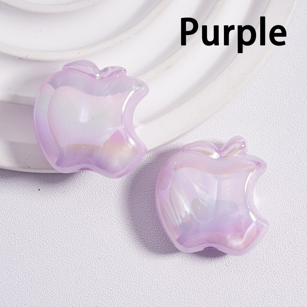 Acrylic Beads UV Coating Cute Flat Apple Multi-Color 24*25MM (Single Color is available for 200pcs(whole bag) Only)