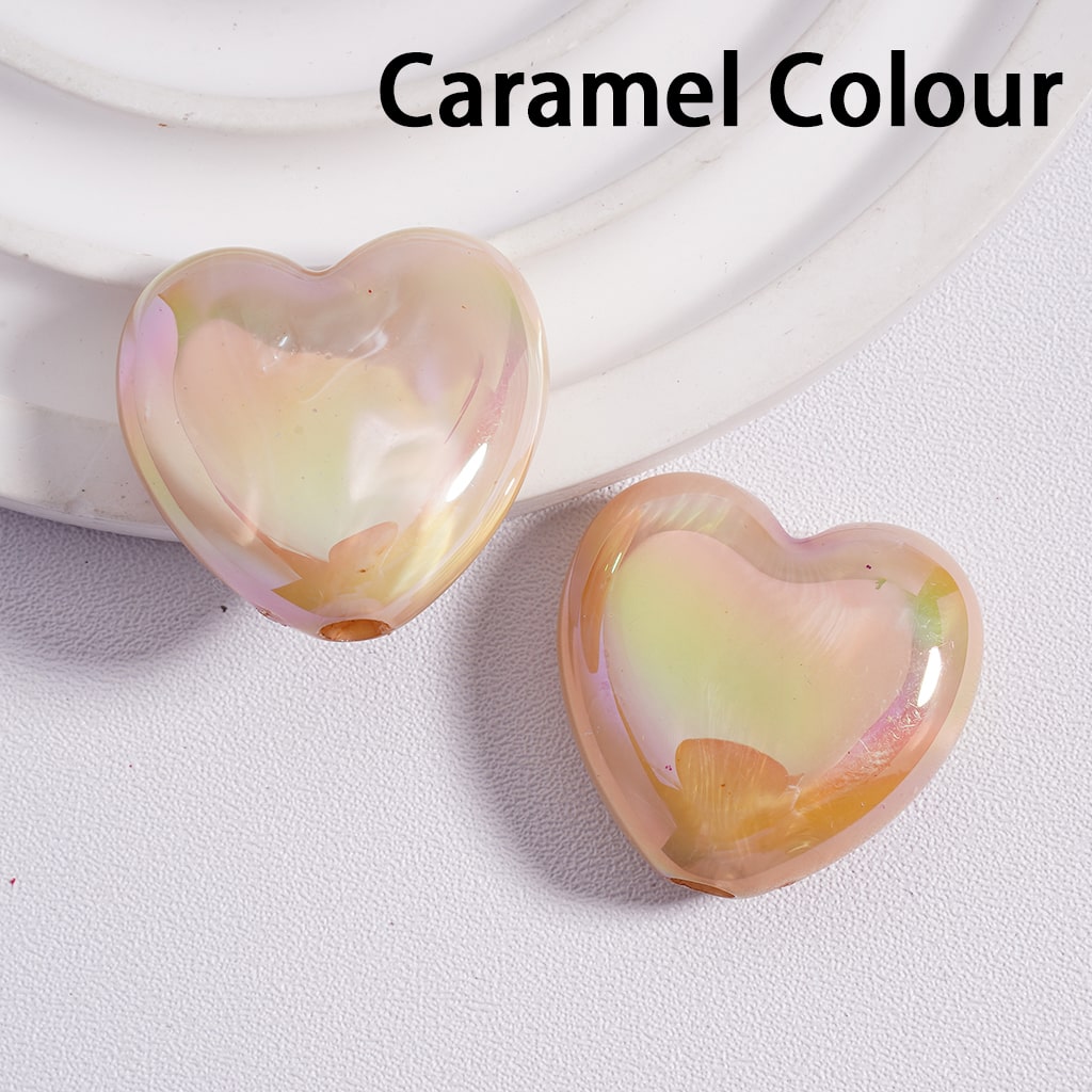 Acrylic Beads UV Coating Flat Heart Multi-Color 24*23MM (Single Color is available for 200pcs(whole bag) Only)