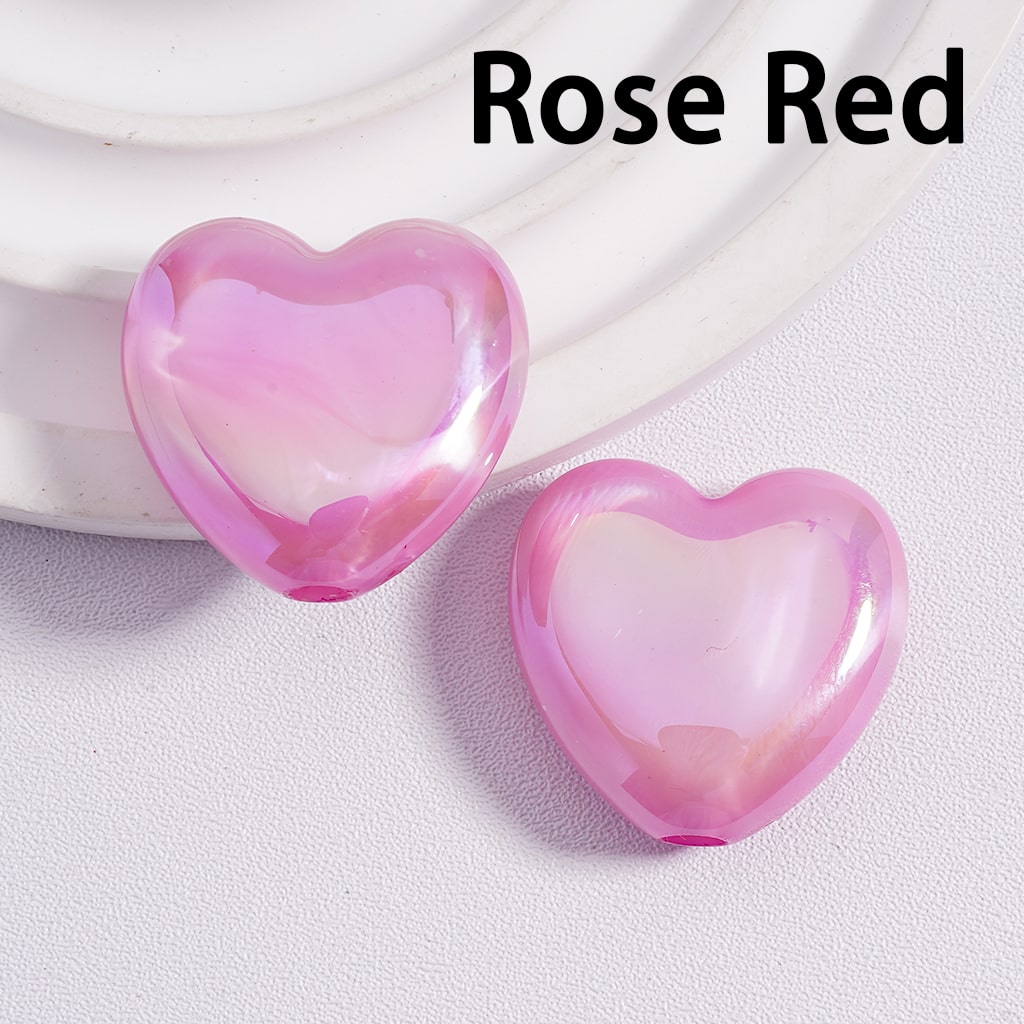 Acrylic Beads UV Coating Flat Heart Multi-Color 24*23MM (Single Color is available for 200pcs(whole bag) Only)