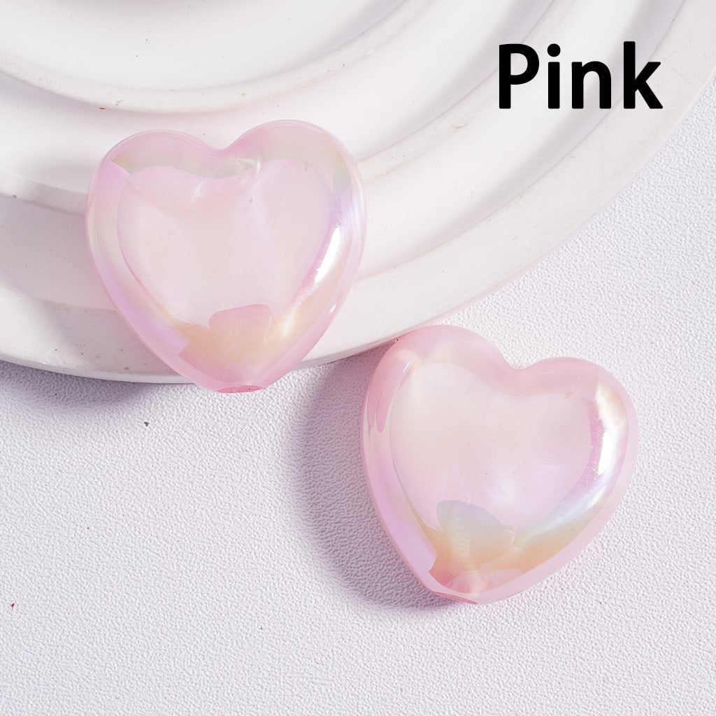 Acrylic Beads UV Coating Flat Heart Multi-Color 24*23MM (Single Color is available for 200pcs(whole bag) Only)