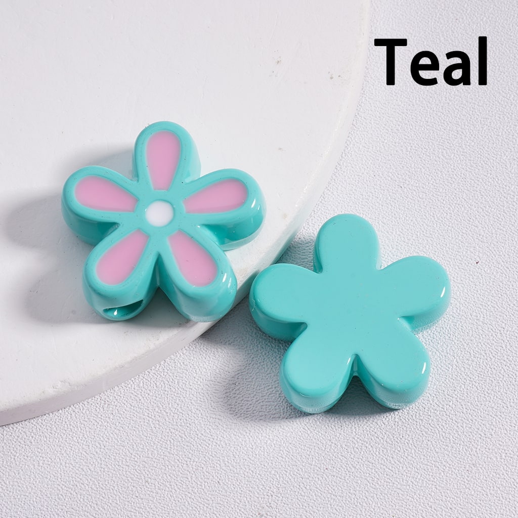Acrylic Beads Stoving Varnish Cute Five-Petaled Flowers Multi-Color 23*23MM (Single Color is available for 100pcs(whole bag) Only)