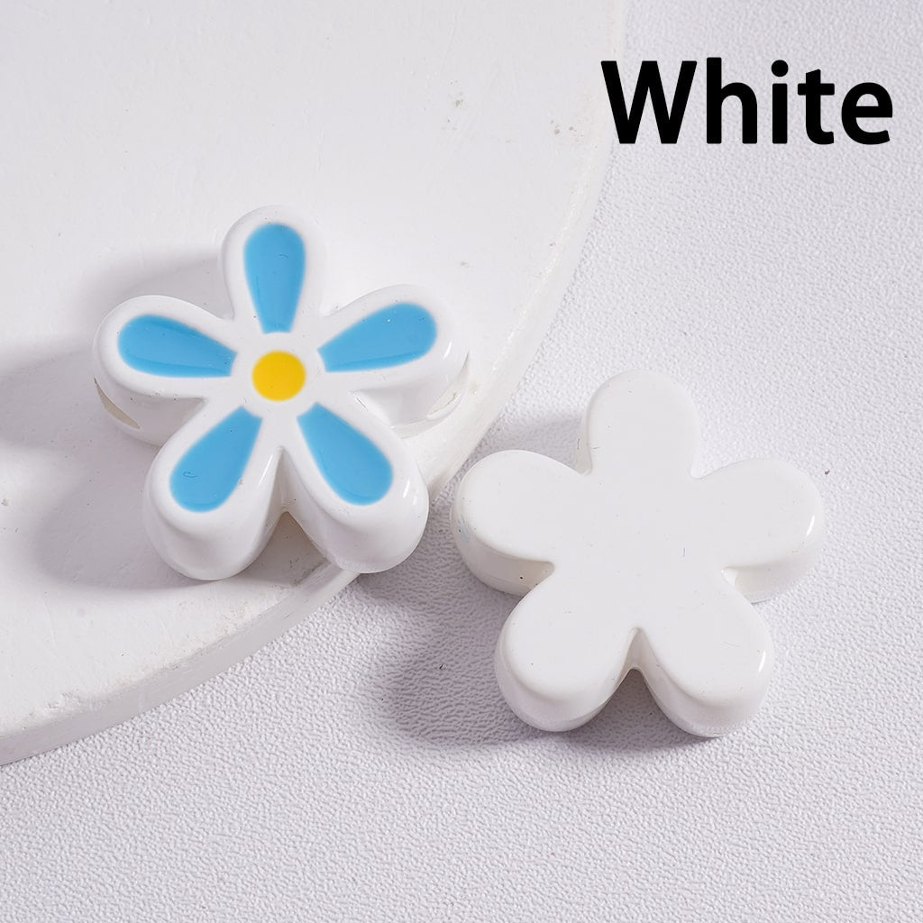 Acrylic Beads Stoving Varnish Cute Five-Petaled Flowers Multi-Color 23*23MM (Single Color is available for 100pcs(whole bag) Only)