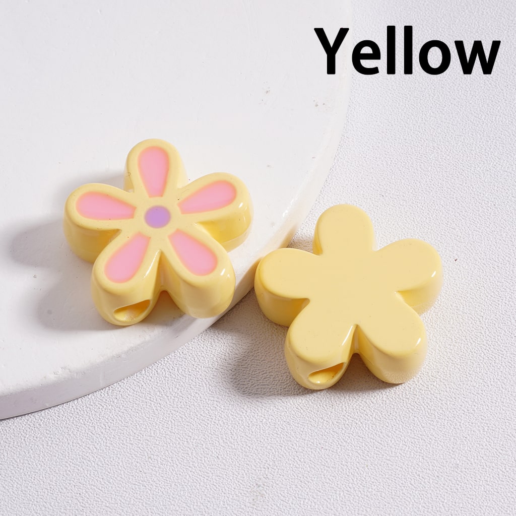 Acrylic Beads Stoving Varnish Cute Five-Petaled Flowers Multi-Color 23*23MM (Single Color is available for 100pcs(whole bag) Only)