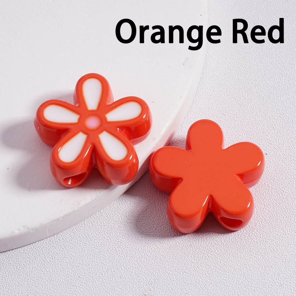 Acrylic Beads Stoving Varnish Cute Five-Petaled Flowers Multi-Color 23*23MM (Single Color is available for 100pcs(whole bag) Only)