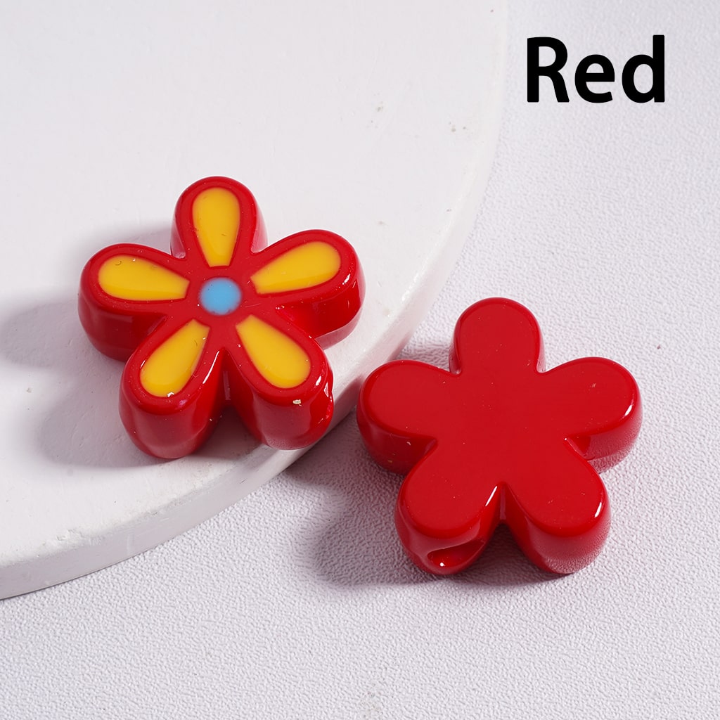 Acrylic Beads Stoving Varnish Cute Five-Petaled Flowers Multi-Color 23*23MM (Single Color is available for 100pcs(whole bag) Only)