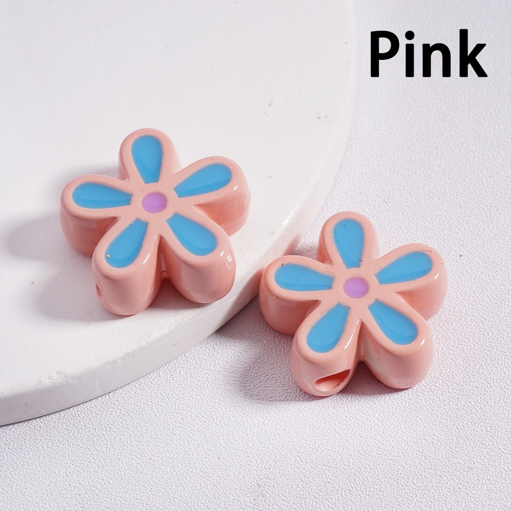 Acrylic Beads Stoving Varnish Cute Five-Petaled Flowers Multi-Color 23*23MM (Single Color is available for 100pcs(whole bag) Only)