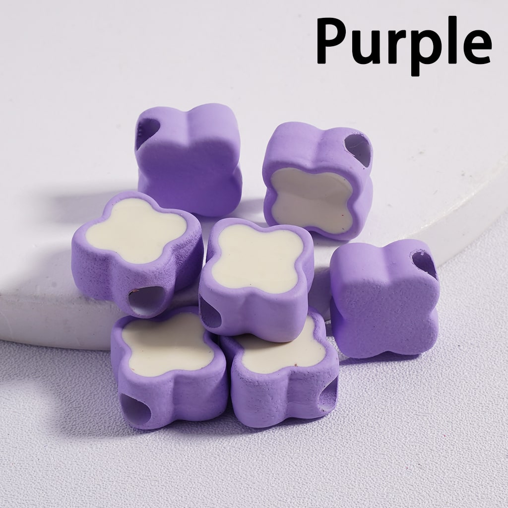 Acrylic Beads Mini Cute Four Leaf Clover , Light Colors & Dark Colors, 12*12MM (Single Color is available for 200pcs(Whole Bag)Only)