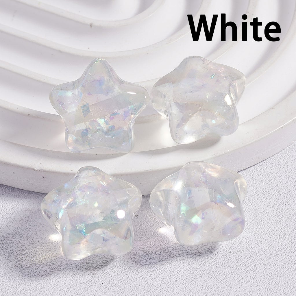 Acrylic Beads UV Coating Star Shape Shiny Flakes Inside Translucent Multi-Color 18*18MM