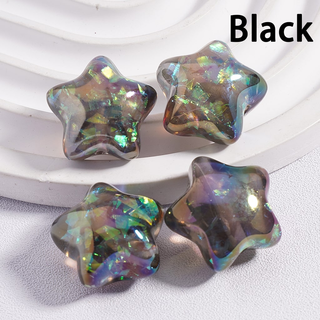 Acrylic Beads UV Coating Star Shape Shiny Flakes Inside Translucent Multi-Color 18*18MM
