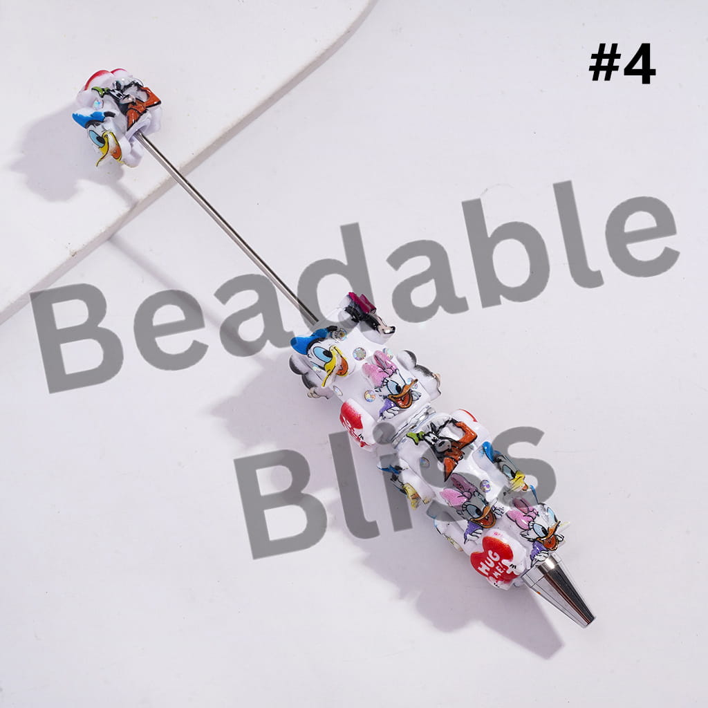 Beadable Clay Pens with Classic Animation Family Animal Character Series and AB Rhinestones