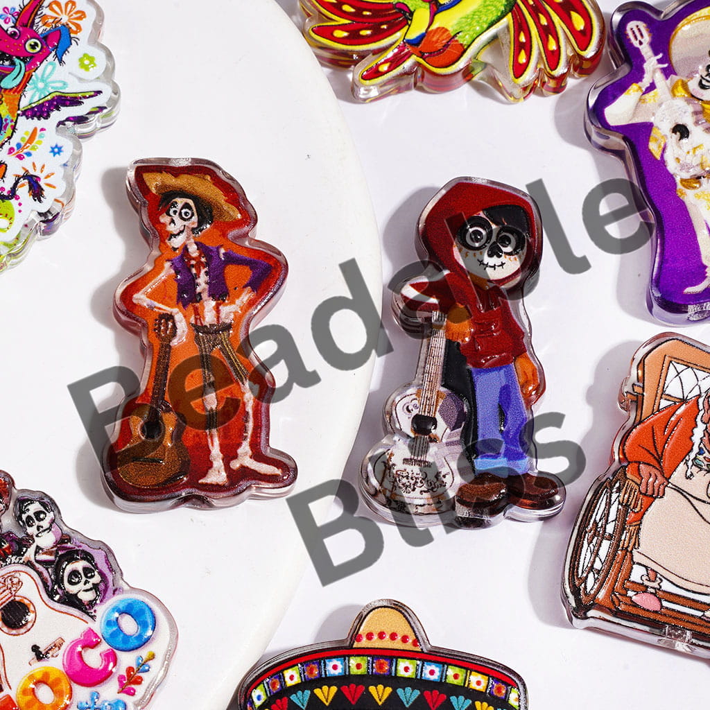 Guitar Boy in Ghost World Character in Day of the Dead Theme Acrylic Beads, Random Mix