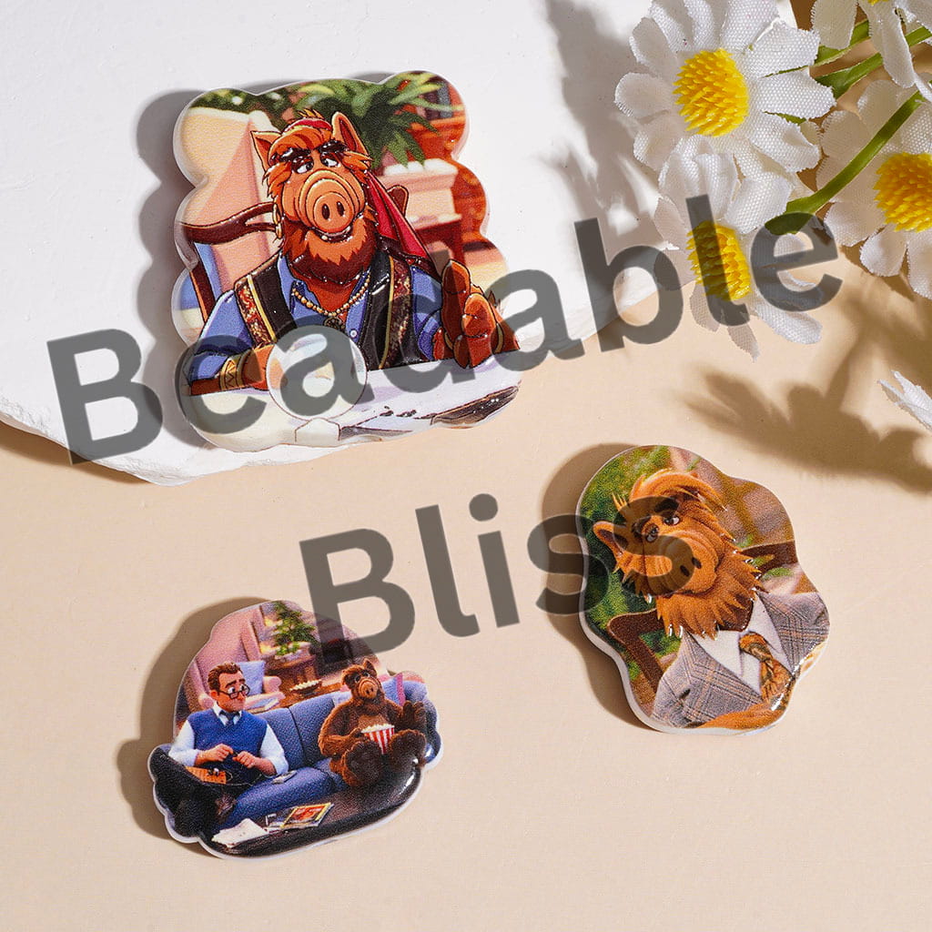Acrylic Beads and Pendants Alien Pig Creature Character Series, Random Mix