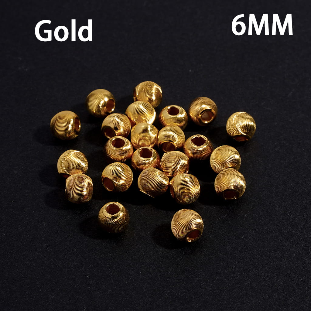 Alloy Round Drum Beads with Annular Thread Texture, 6MM, Gold and Silver