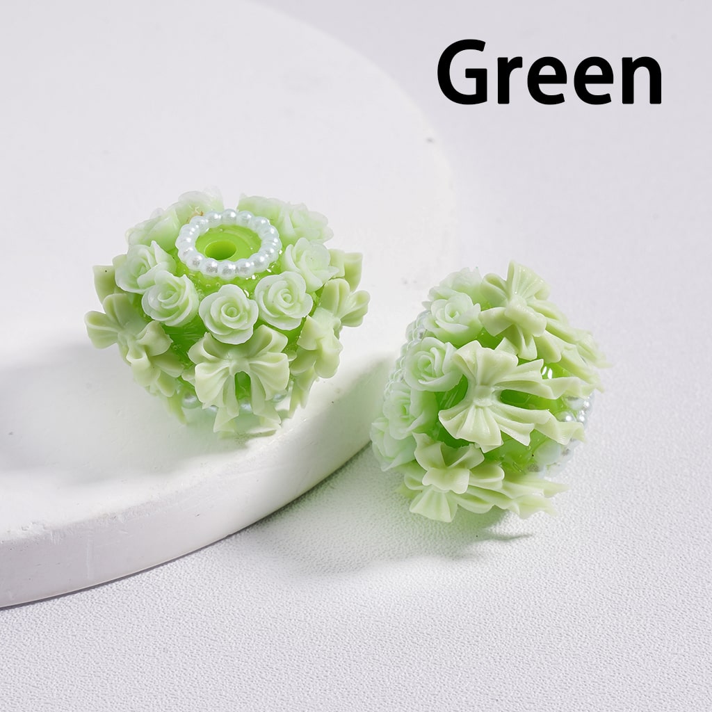 Acrylic Beads Luminous Cute Bowknots Rose Flowers White Pearls Loops Multi-Color 24MM