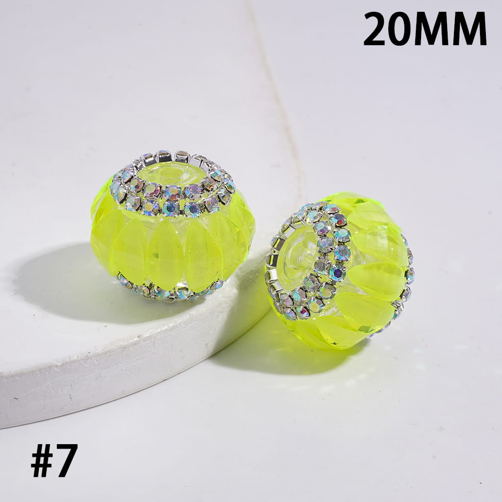 Acrylic Pumpkin Beads with AB Rhinestone Chains on Clear Background, Halloween Theme, 20MM, Fluorescence Color
