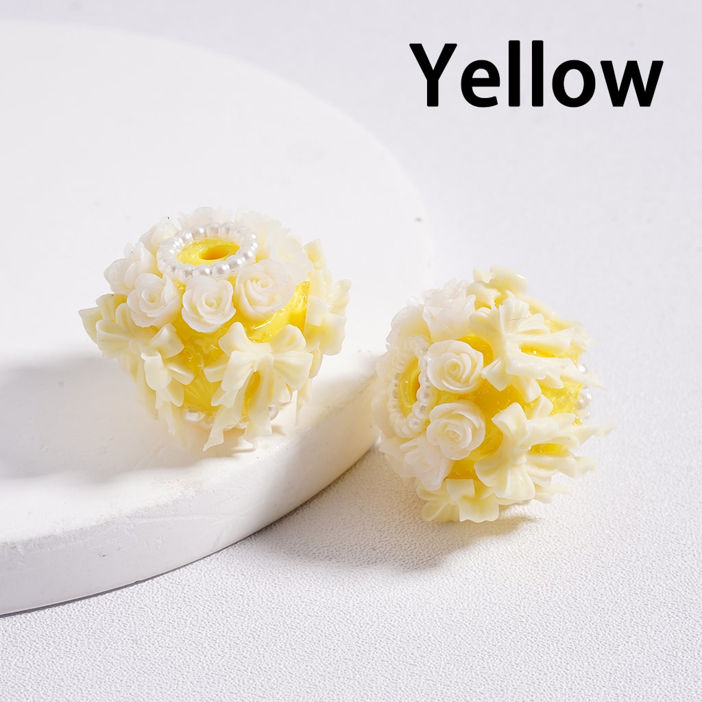 Acrylic Beads Luminous Cute Bowknots Rose Flowers White Pearls Loops Multi-Color 24MM