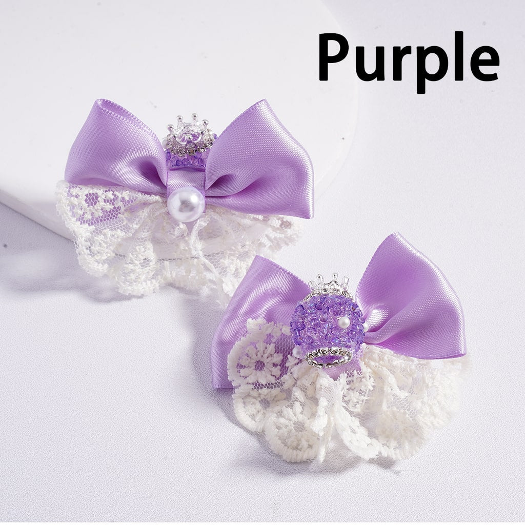 Sugar Acrylic Beads with Silver Alloy Crown White Pearls Clear Rhinestones Chains Fabric Lace Bowknots