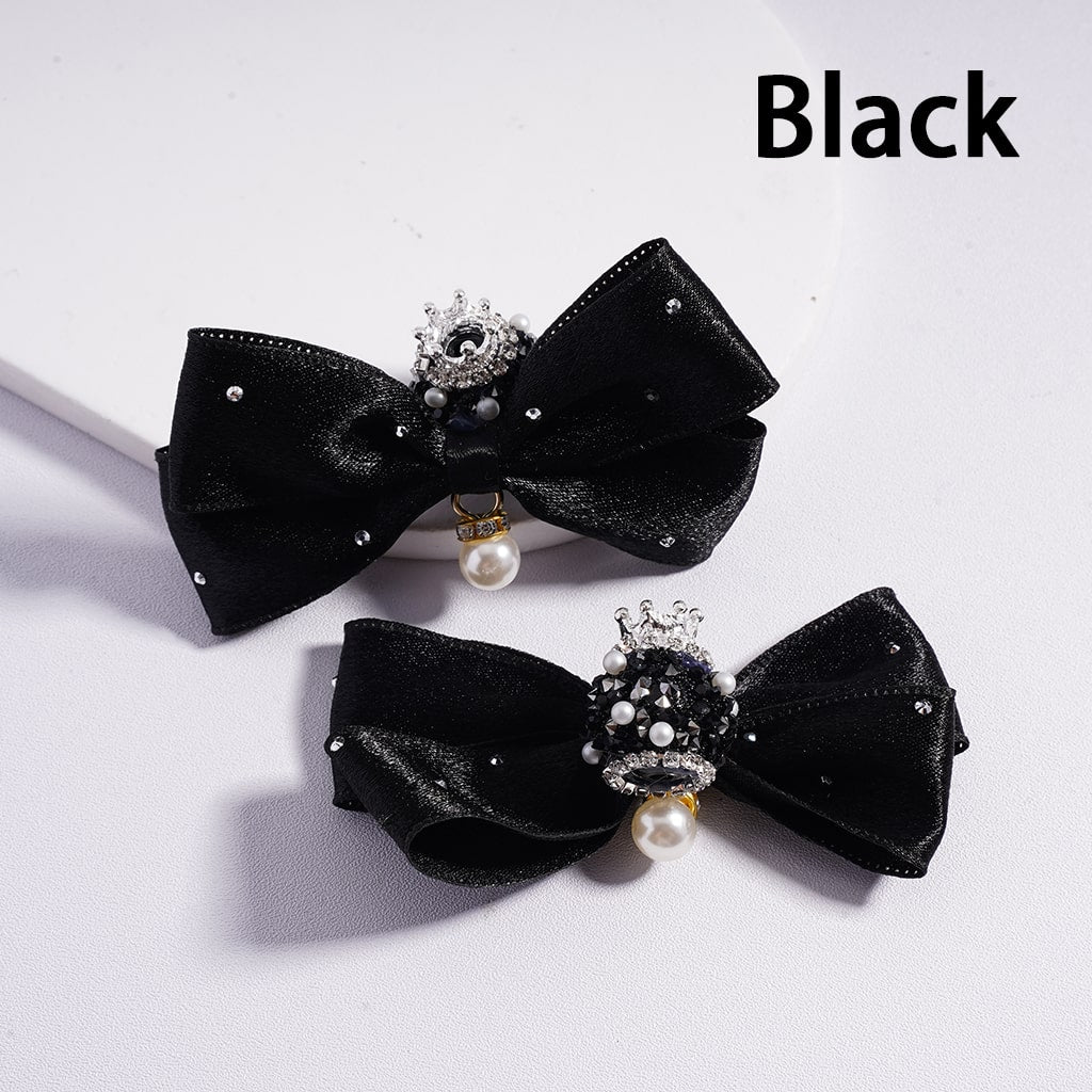 Sugar Acrylic Beads with Silver Alloy Crown Clear Rhinestones Chains White Pearls Pendants Fabric Bowknots