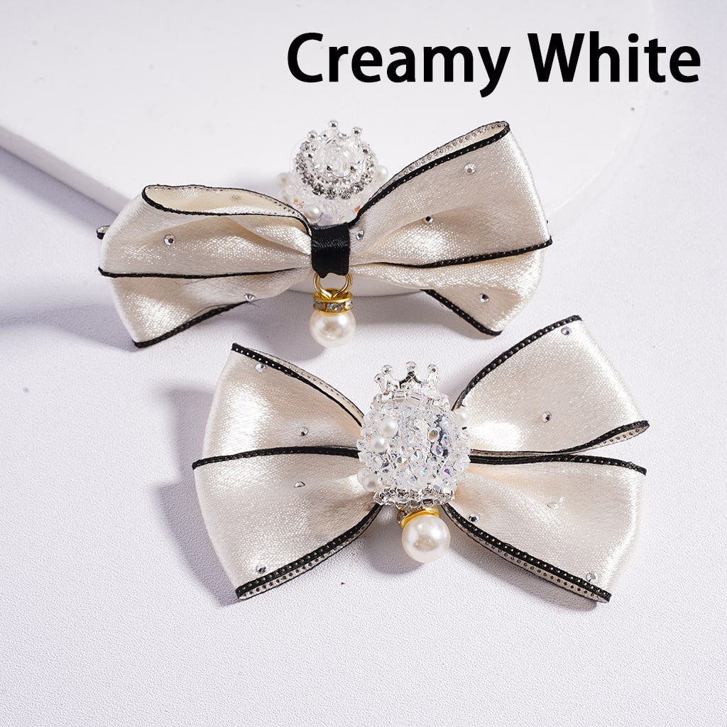 Sugar Acrylic Beads with Silver Alloy Crown Clear Rhinestones Chains White Pearls Pendants Fabric Bowknots