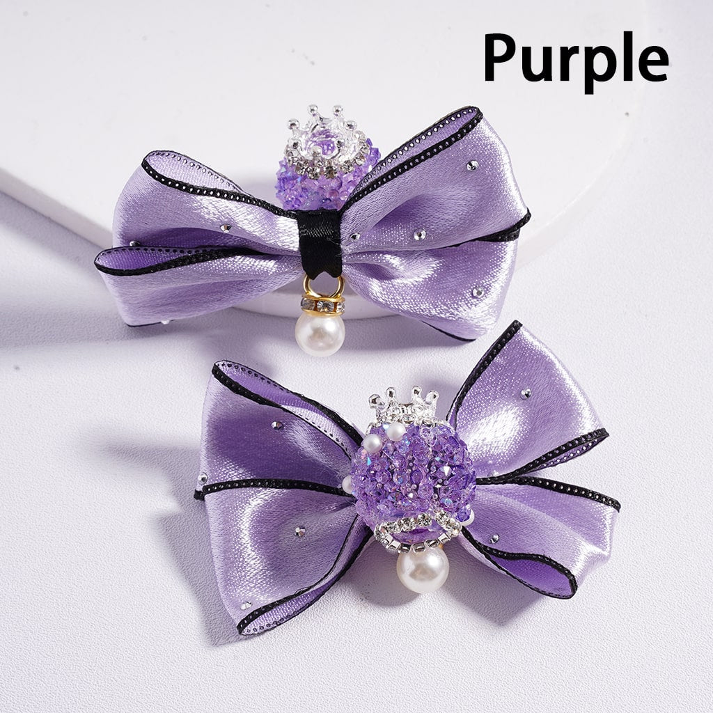 Sugar Acrylic Beads with Silver Alloy Crown Clear Rhinestones Chains White Pearls Pendants Fabric Bowknots