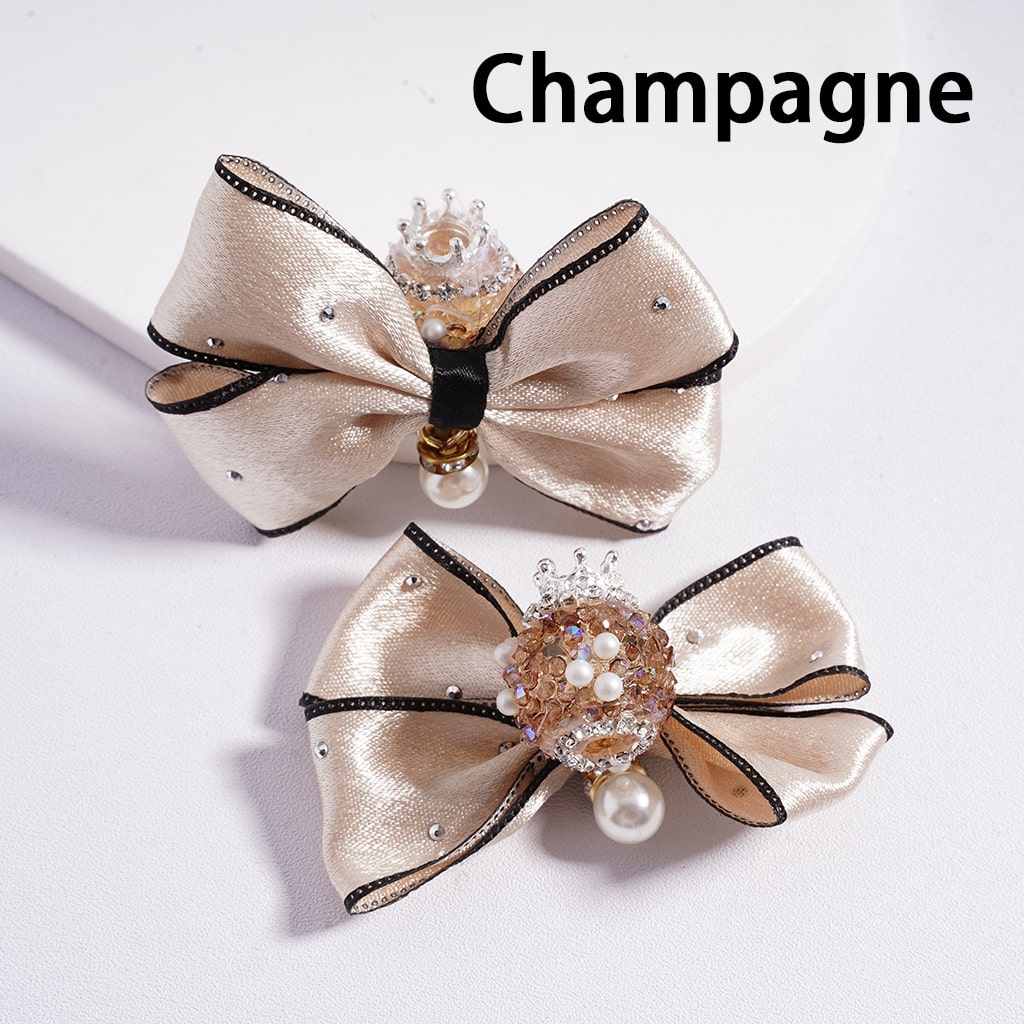 Sugar Acrylic Beads with Silver Alloy Crown Clear Rhinestones Chains White Pearls Pendants Fabric Bowknots