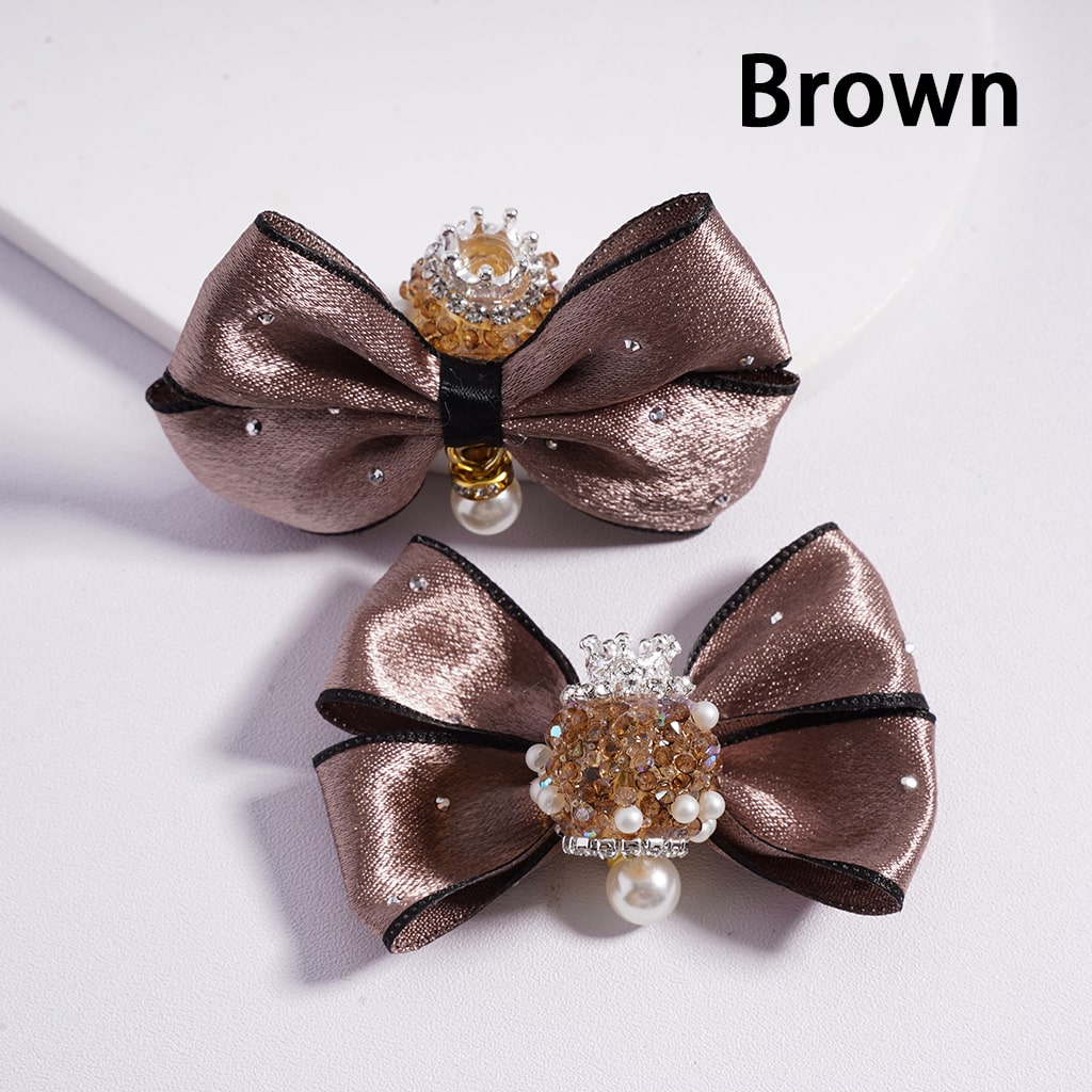 Sugar Acrylic Beads with Silver Alloy Crown Clear Rhinestones Chains White Pearls Pendants Fabric Bowknots