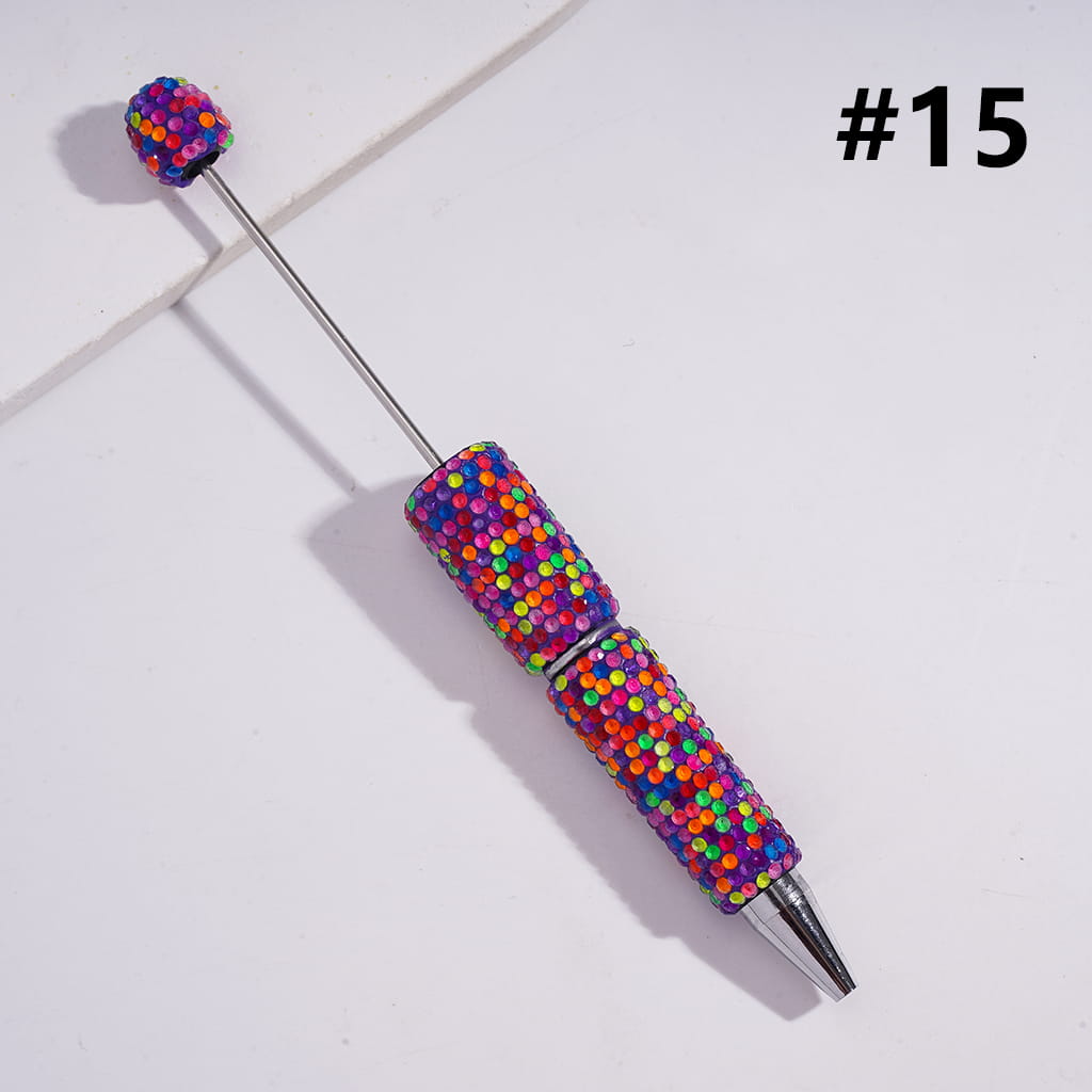 Beadable Clay Pens with Shiny Neon Rhinestones Covered the Entire Pen, Multi-Color