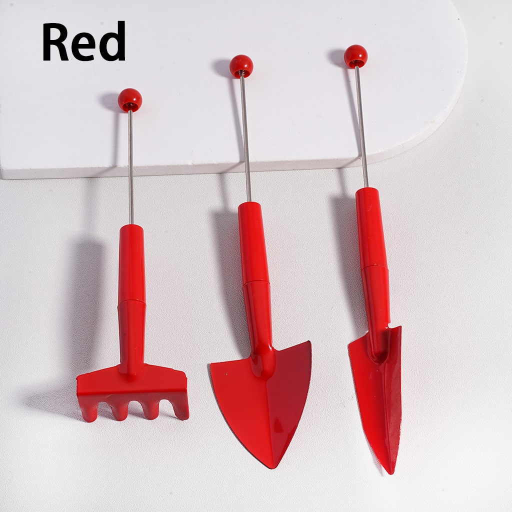 DIY Beadable Metal Garden Tool Set Hand Rake Wide Thin Shovel in Solid Color (1set includes 3pcs)