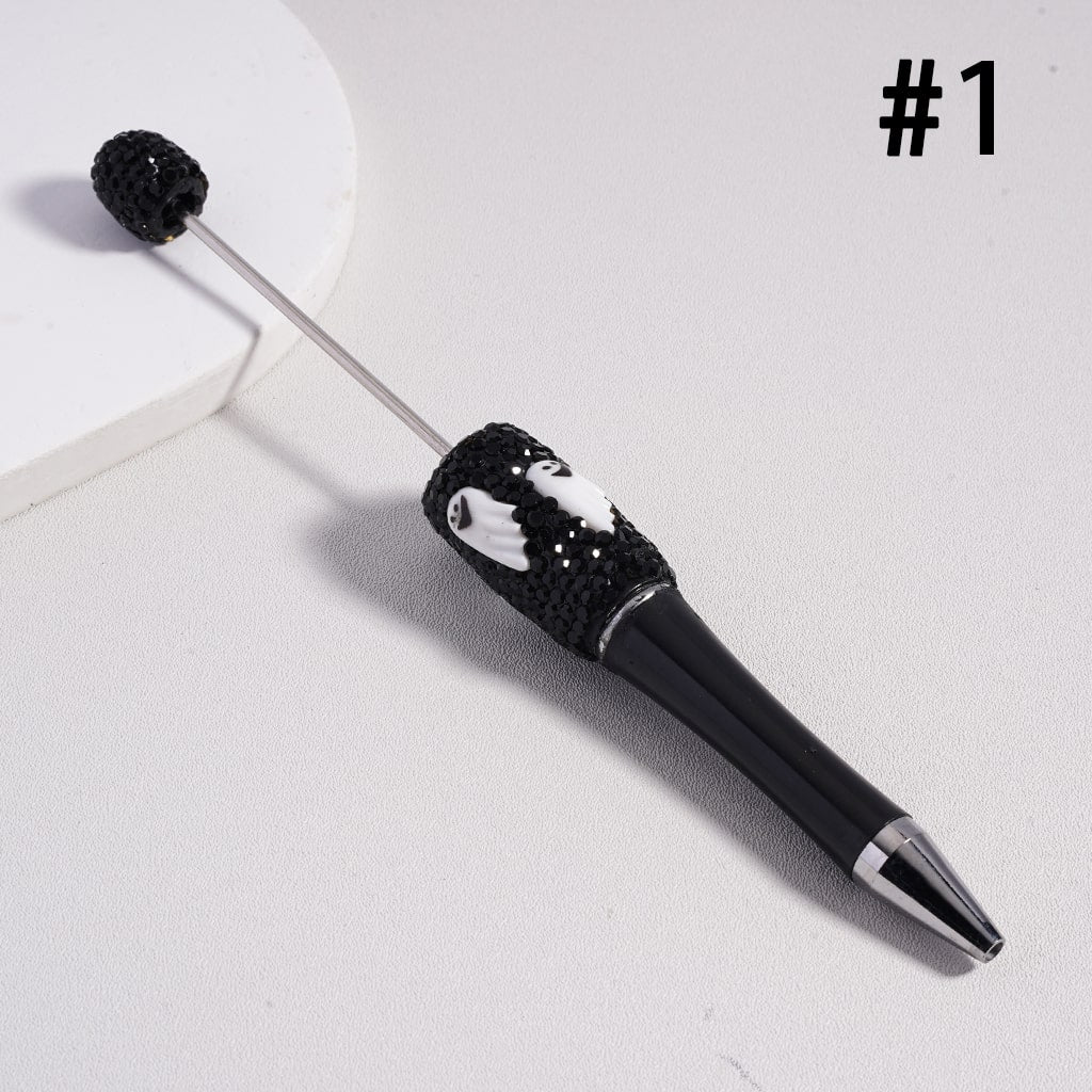 Beadable Pen with Black Rhinestones Halloween Series Cute Ghost Face Pumpkin Wizard Hat