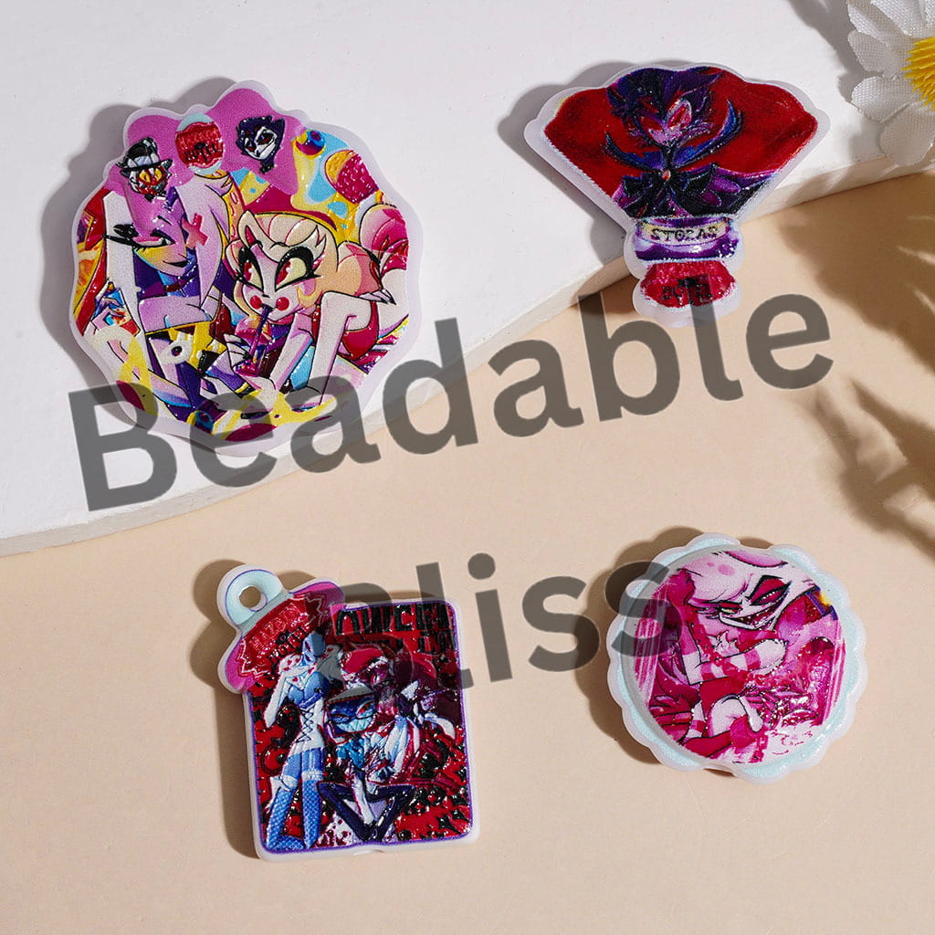 Hell Hostel Character Series Acrylic Beads and Pendants, Random Mix