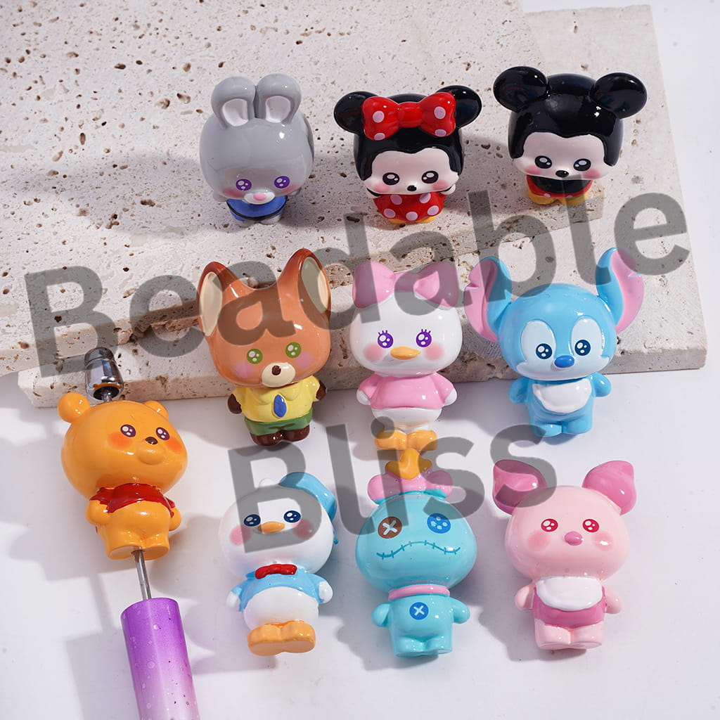 Acrylic Beads Classic Animation Figurine for Beads or Pen Topper, Jewelry Accessories, Random Mix (Please Read Description)
