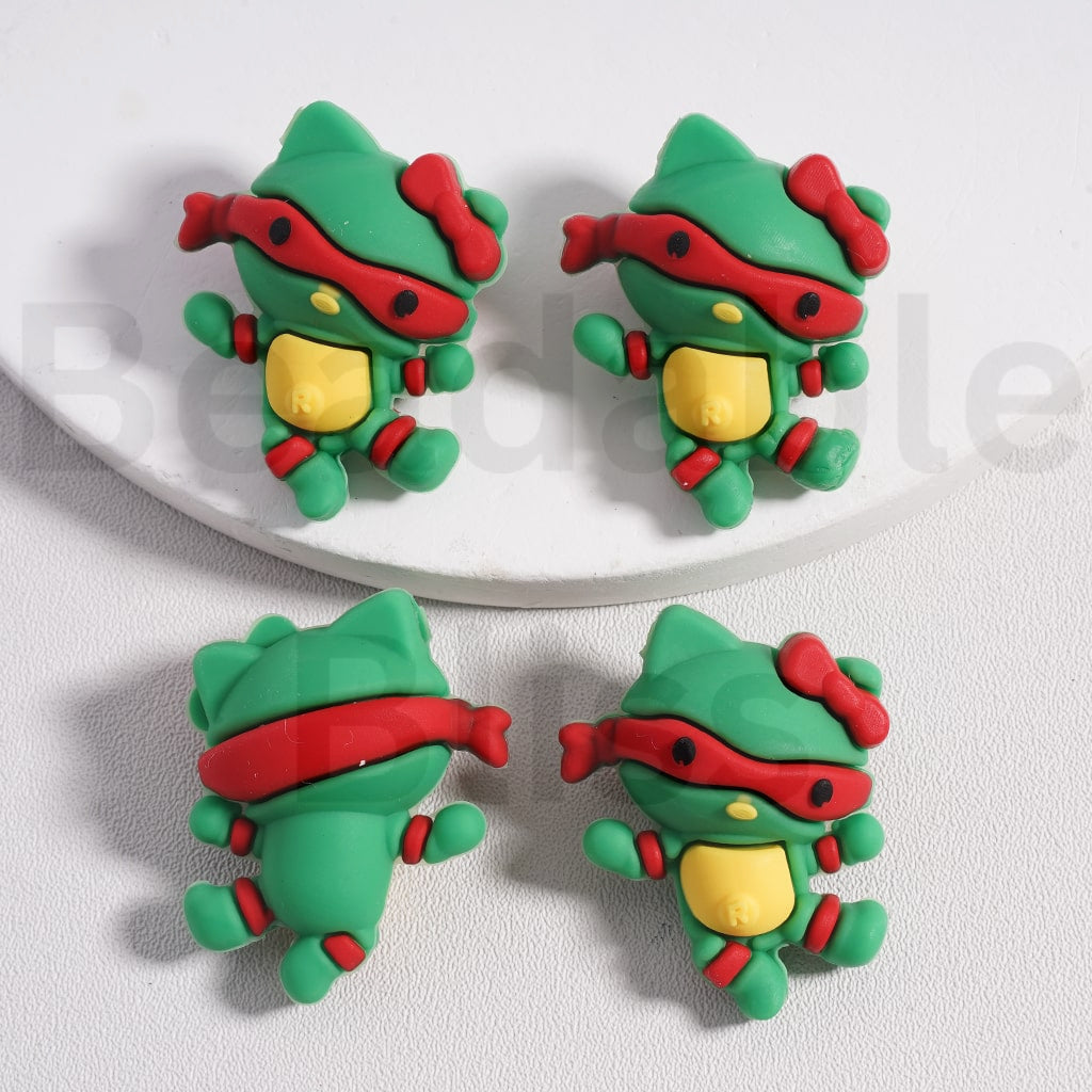 Silicone Focal Beads 3D Cute Hello Kitt in Teenag Mutan Ninj Turtles Costume