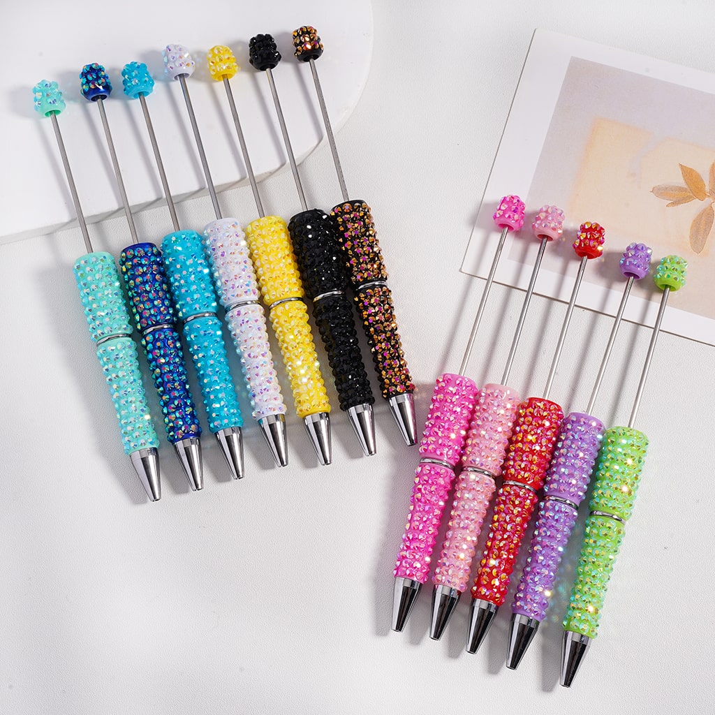Beadable Pen with Multi-Color Shiny Rhinestones