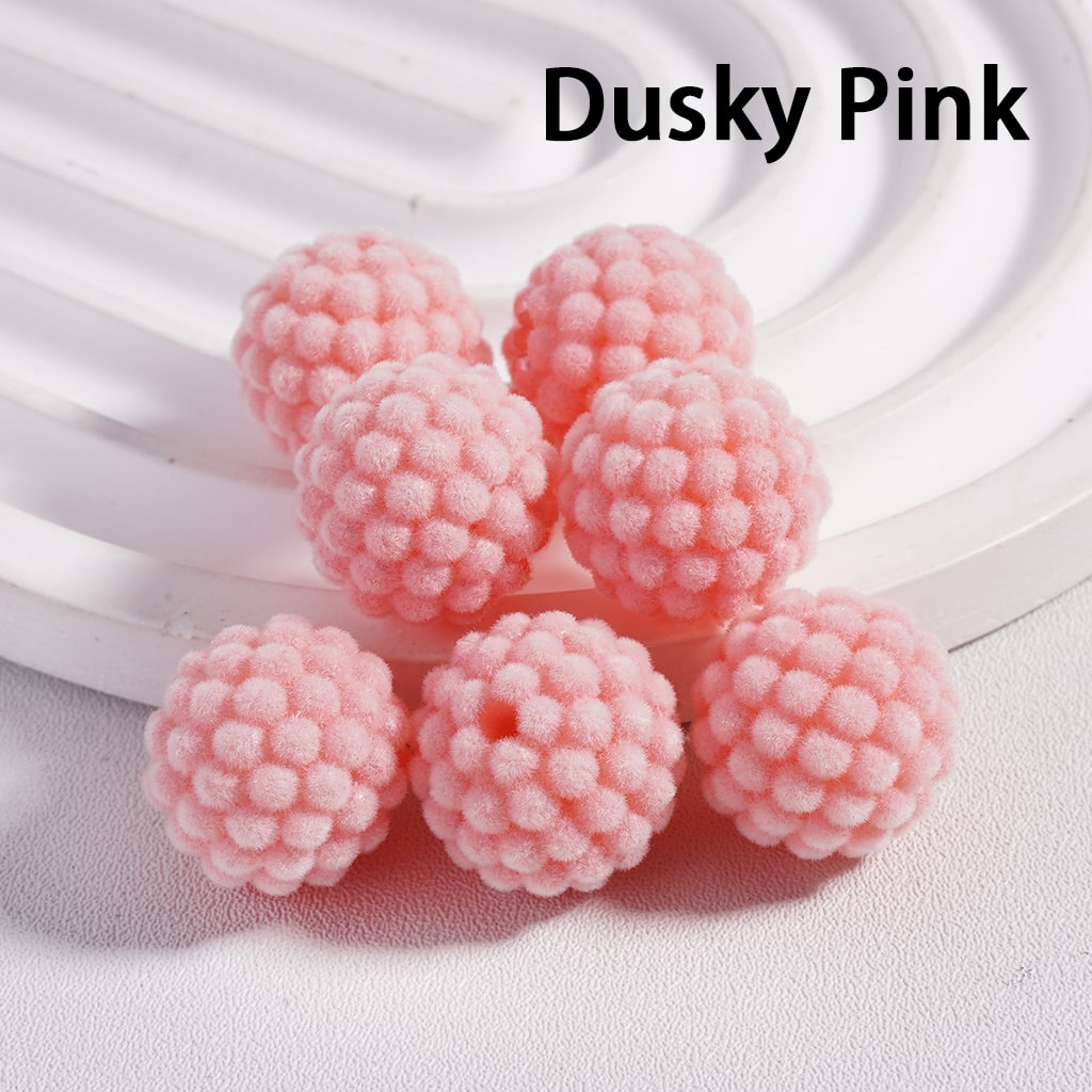 Acrylic Beads Flocked Round Ball Waxberry Bubble Solid Color, 15MM (Single Color is available for 200pcs(Whole Bag) Only)