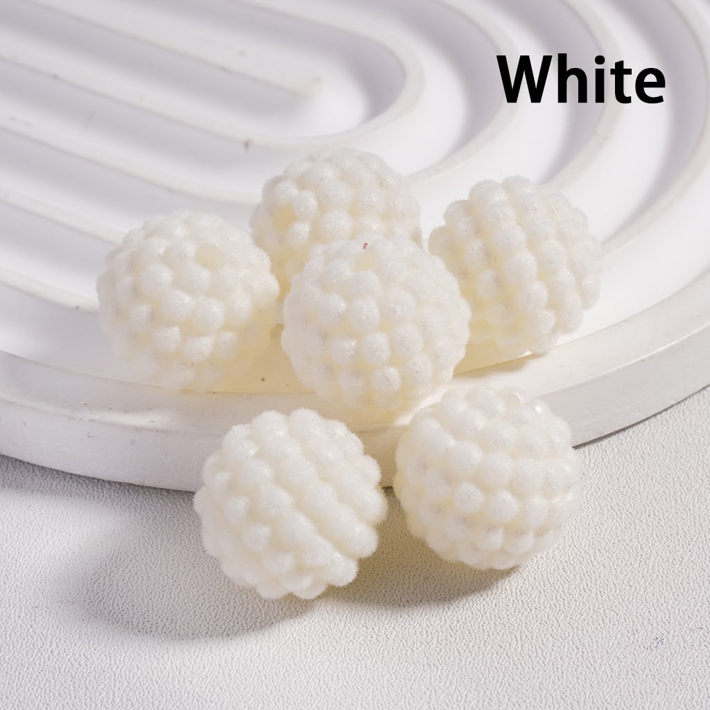 Acrylic Beads Flocked Round Ball Waxberry Bubble Solid Color, 15MM (Single Color is available for 200pcs(Whole Bag) Only)