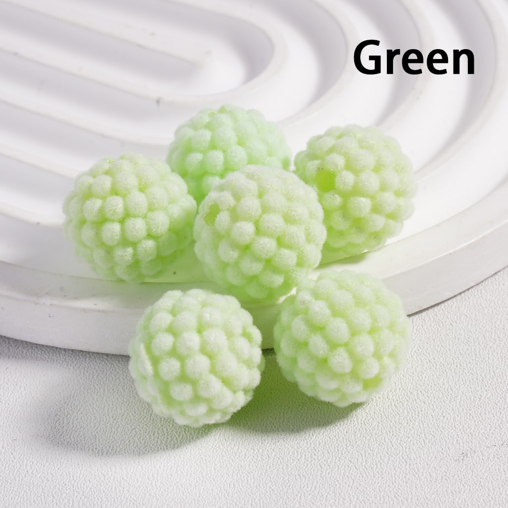 Acrylic Beads Flocked Round Ball Waxberry Bubble Solid Color, 15MM (Single Color is available for 200pcs(Whole Bag) Only)