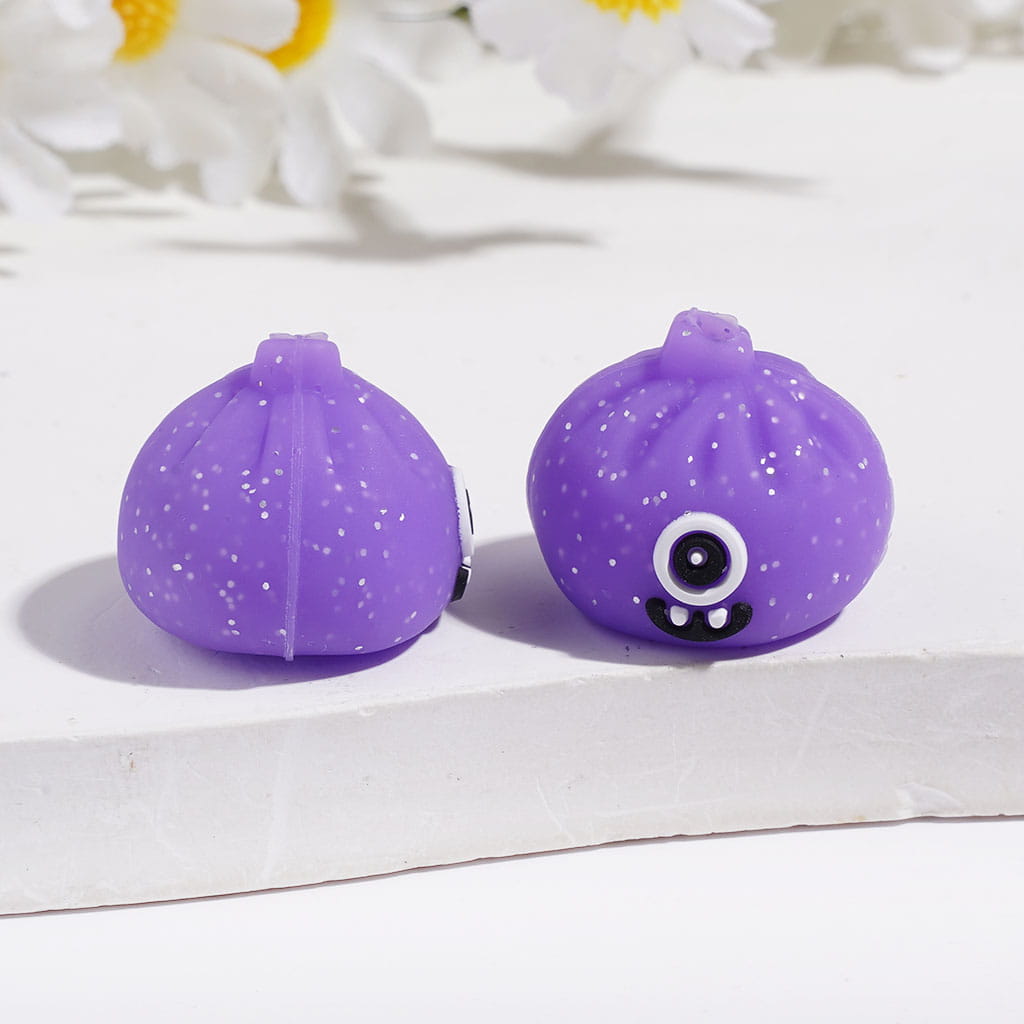 3D Funny Monster Dumpling with Silver Glitter Silicone Focal Beads, 15*17MM Multi-Color