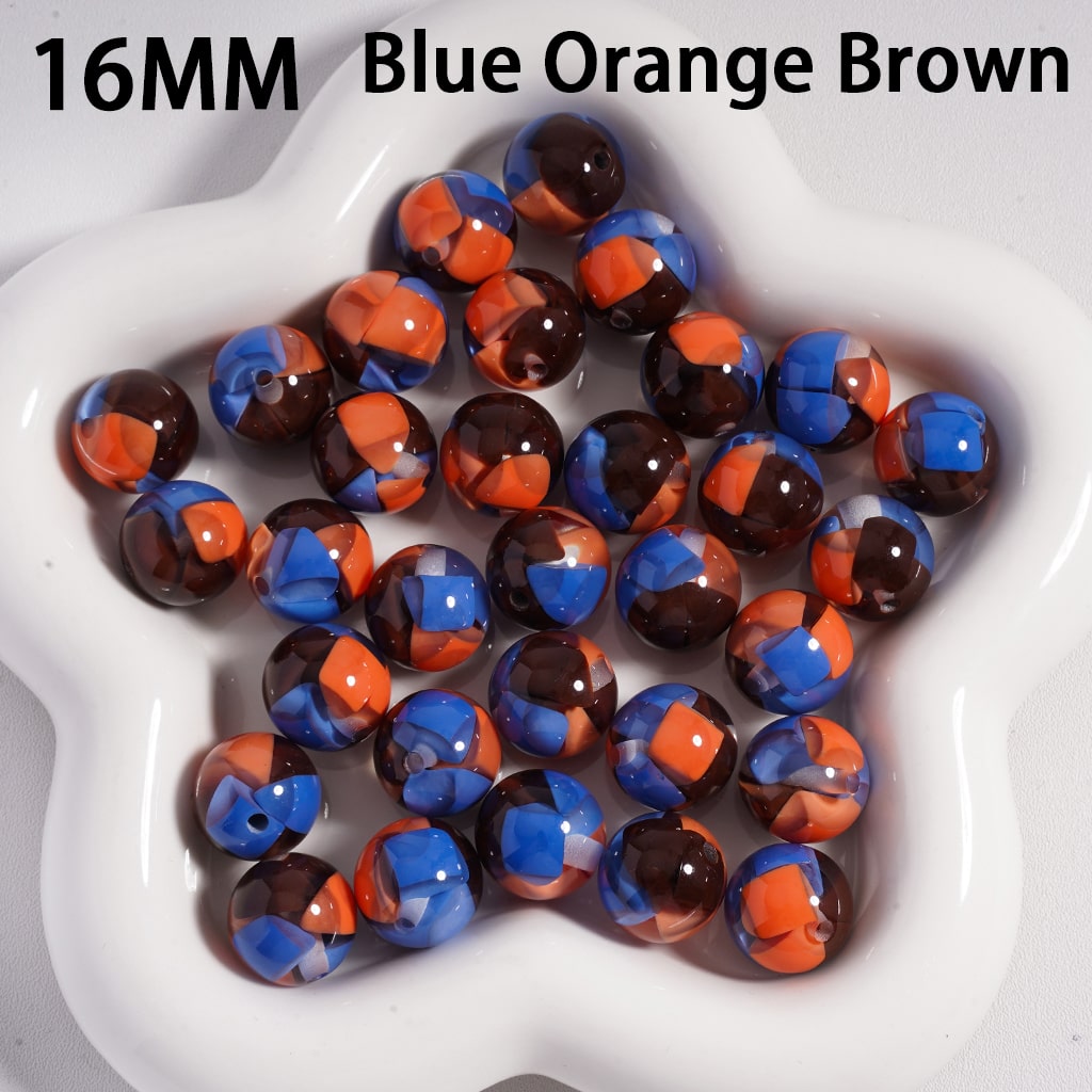 Acrylic Beads Mini Colorful Triangular Blocks Inside, 16MM