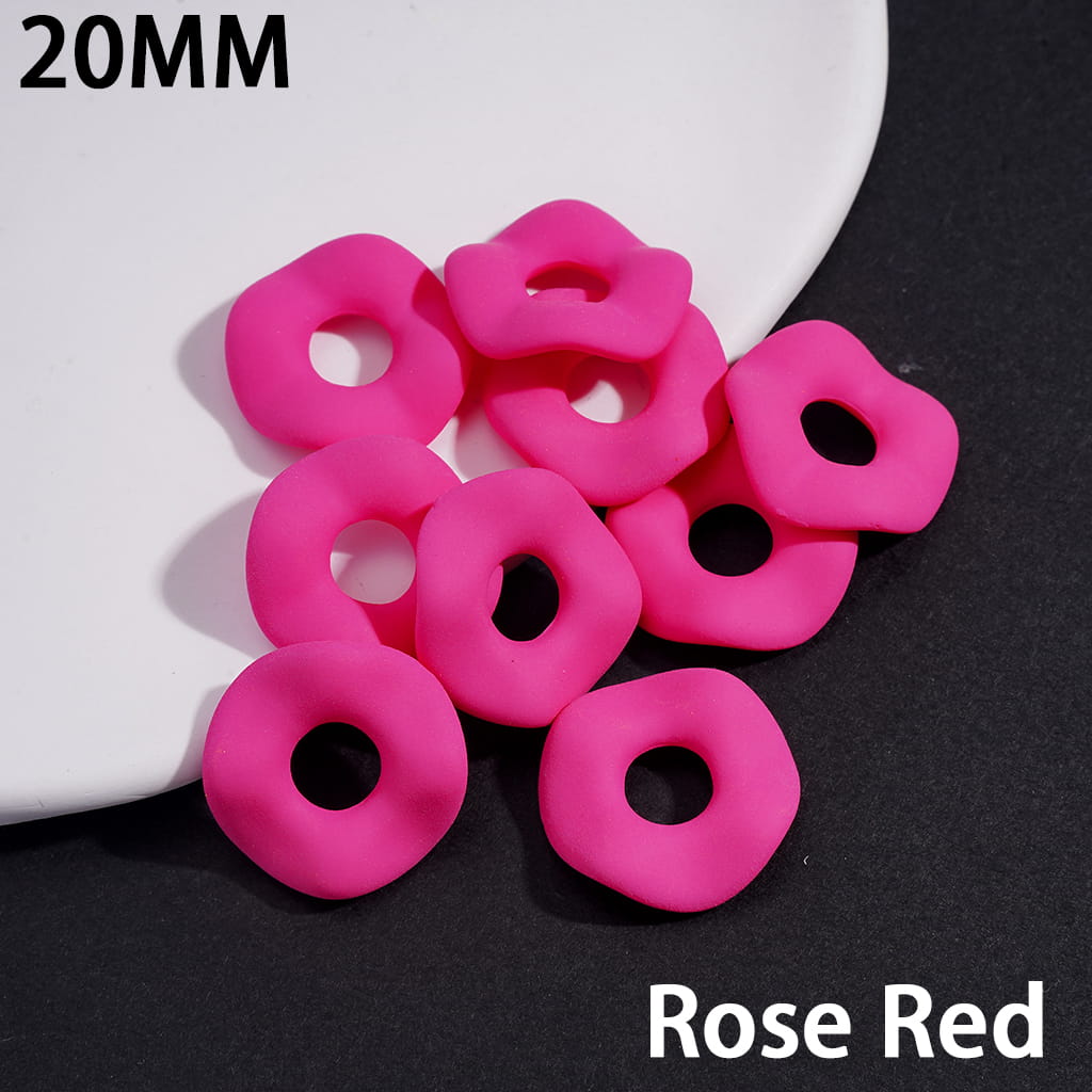 Acrylic Spacer Beads Matte Rubber Painted Touch Wavy Shape, Fluorescent Colors, 20MM (Please Read the Description)