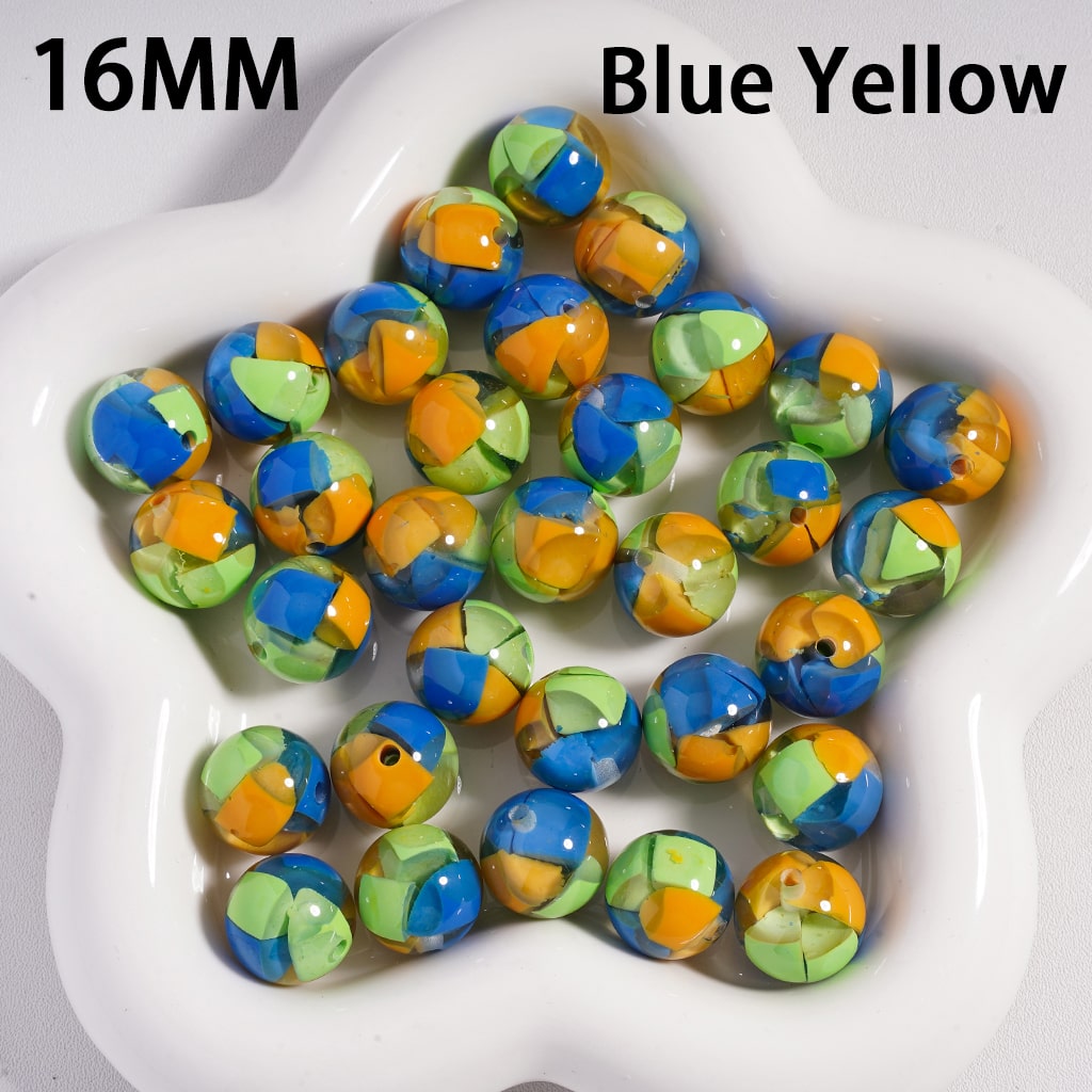 Acrylic Beads Mini Colorful Triangular Blocks Inside, 16MM