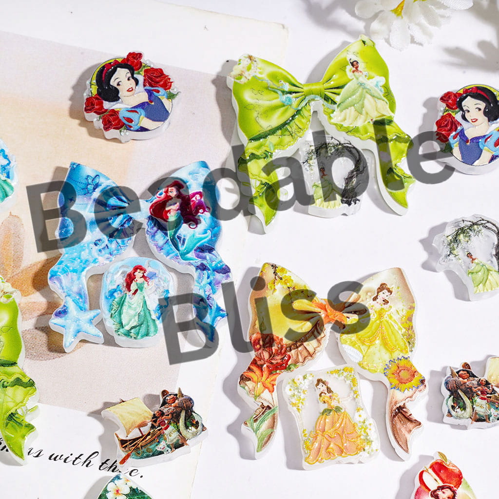 Tiny Pretty Princess Character Series Acrylic Beads Bow and Decoration, Random Mix (Please Read Description)