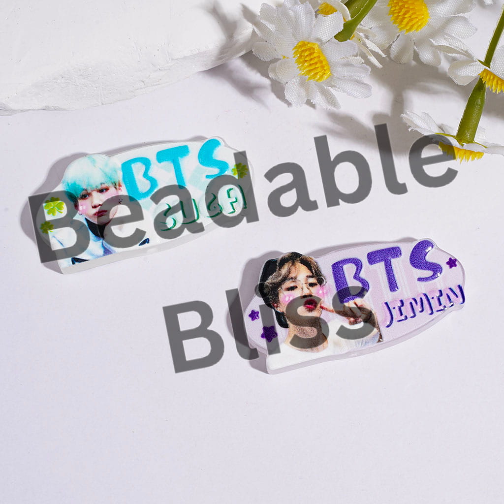 Acrylic Beads with Member Name and Korea Group in Shy Profile Pictures, Random Mix
