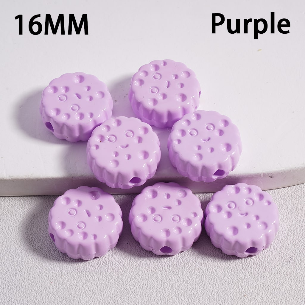 Acrylic Beads Smile Face Flat Round Cheese Cookie in Solid Color, 16MM (Single Color is available for 300pcs(Whole Bag) Only)