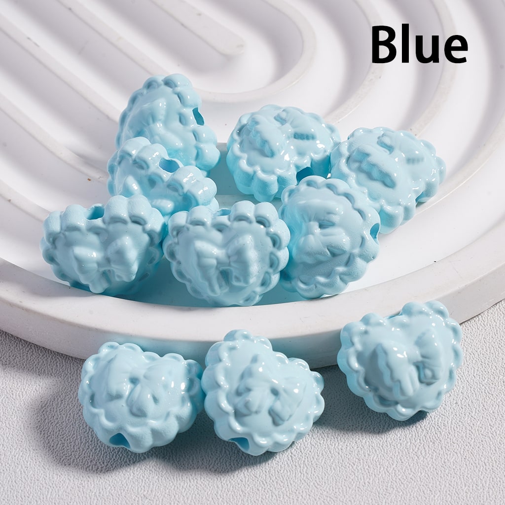 Acrylic Beads Wavy Side Heart with Butterfly Prints in Solid Color, 13*16MM (Single Color is available for 300pcs(Whole Bag) Only)