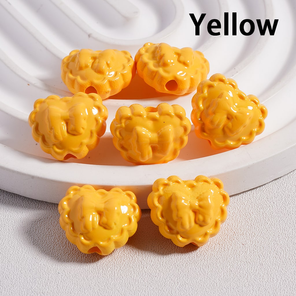 Acrylic Beads Wavy Side Heart with Butterfly Prints in Solid Color, 13*16MM (Single Color is available for 300pcs(Whole Bag) Only)