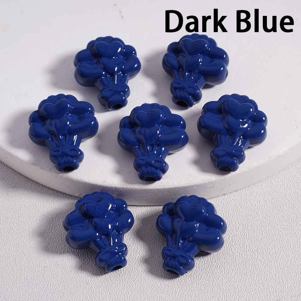 Acrylic Beads Flower Bouquet with Hearts Prints in Solid Color, 16*18MM (Single Color is available for 300pcs(Whole Bag) Only)