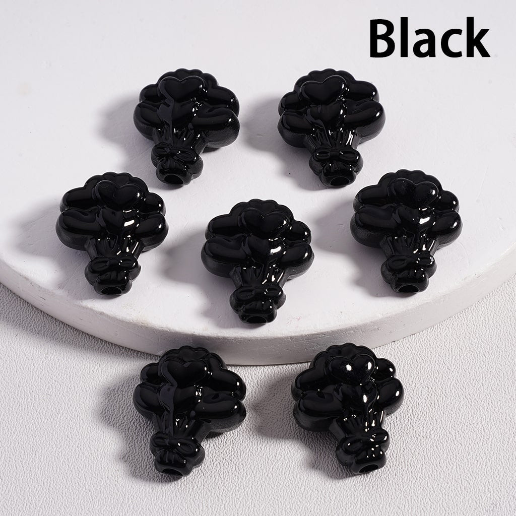 Acrylic Beads Flower Bouquet with Hearts Prints in Solid Color, 16*18MM (Single Color is available for 300pcs(Whole Bag) Only)