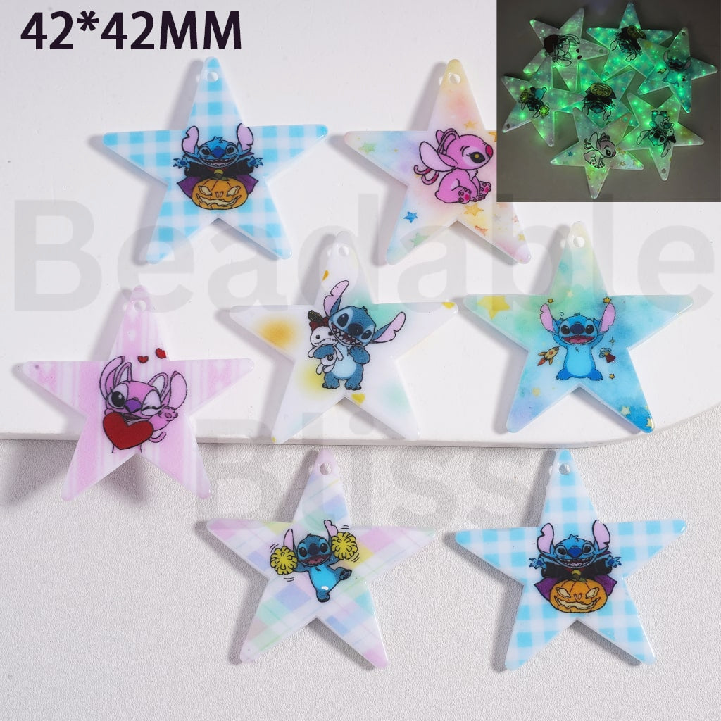 Pendants Jewelry Accessories Luminous Star Cute Stitc Ange Series, 42*42MM, Random Mix