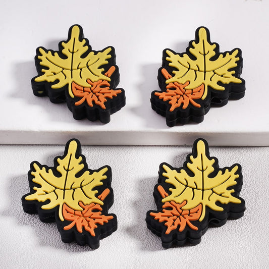 Silicone Focal Beads Cute Maple Leaf for Thanksgiving Day