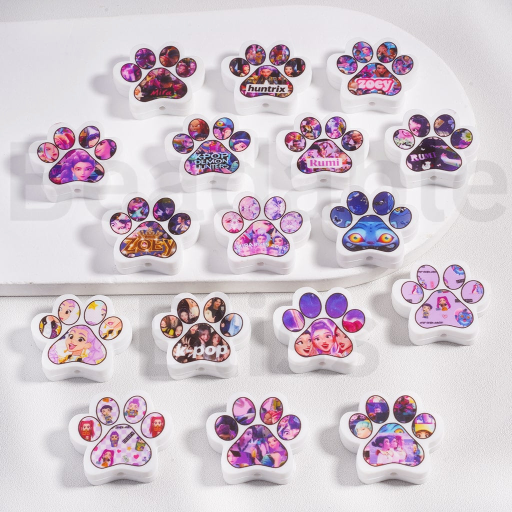 Silicone Focal Beads K-Pop Demo Hunte Series Paw Prints Mix